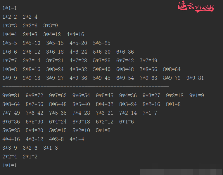 济南少儿编程 - 二年级学的九九乘法表五年级同学倒过来做，你的孩子学会了吗？「济南机器人编程 - 山东机器人编程 - 机器人编程」(图5)