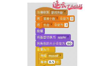 济南少儿编程培训：编程老师带你用Scratch编程制作“接苹果”小游戏~山东少儿编程~少儿编程(图4)