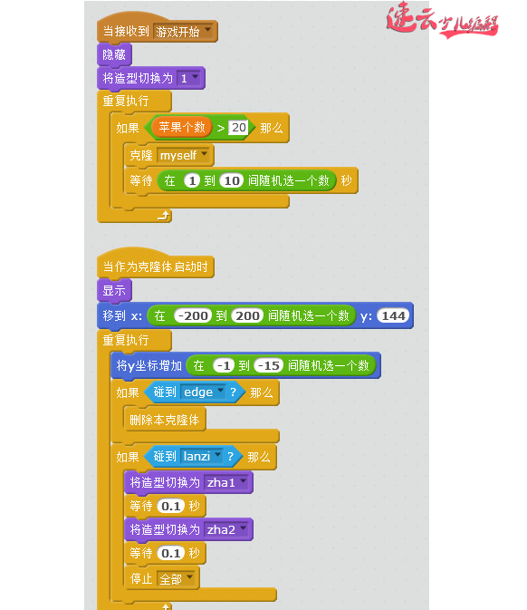 济南少儿编程培训：编程老师带你用Scratch编程制作“接苹果”小游戏~山东少儿编程~少儿编程(图6)